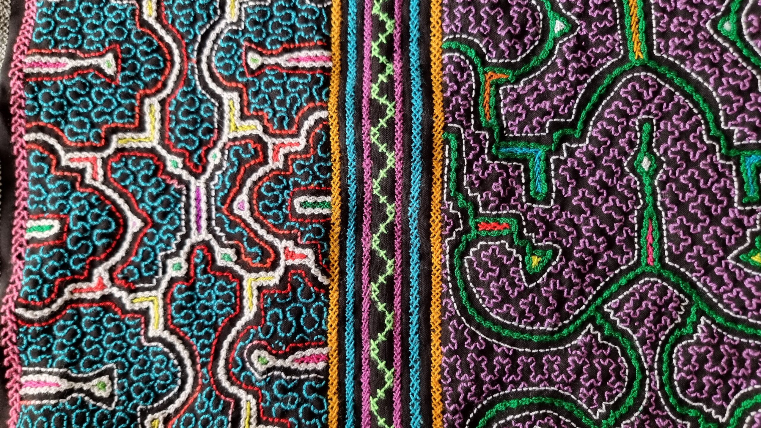 Shipibo Tapestry featuring Ayahuasca and Master Plant Dieta patterns