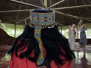 Shipibo Maestra Lucinda Mahua at Caya Shobo Ayahuasca retreat Healing centre in Peru, Iquitos